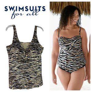 NEW Swimsuits For All Tankini Swimsuit Top 20 2X 3X Animal Print Gold Black